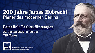 Plakat von der Hobrecht-Reihe mit einem Foto von James Hobrecht
